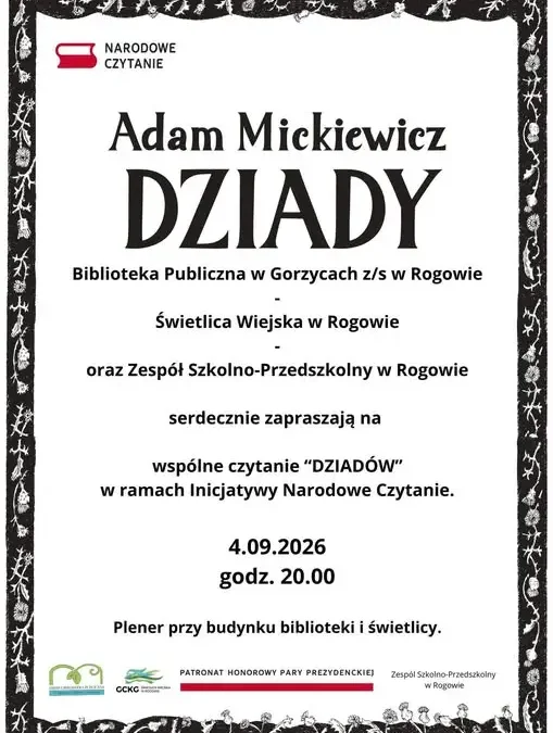 Narodowe Czytanie „Dziadów” w Rogowie – plenerowe spotkanie z klasyką