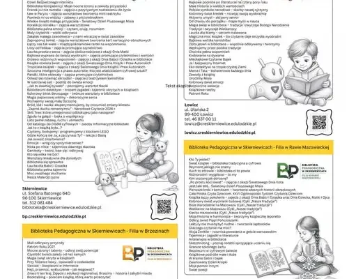 Biblioteki pedagogiczne w Skierniewicach zapraszają na zajęcia edukacyjne dla wszystkich grup wiekowych