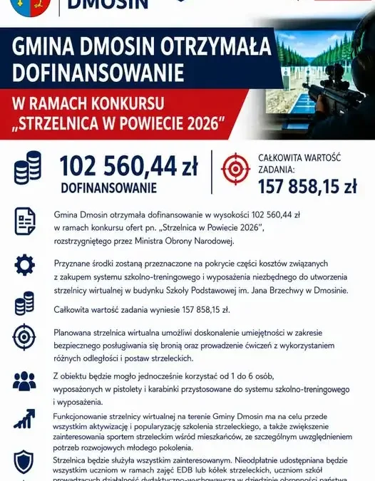Gmina Dmosin z dofinansowaniem na budowę strzelnicy