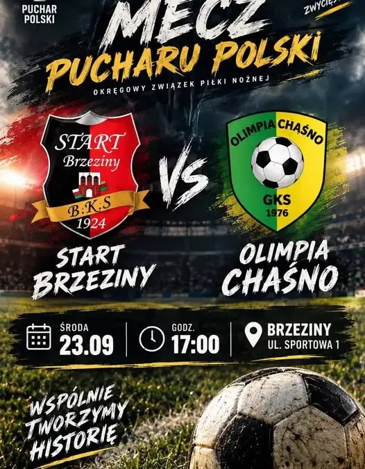 Puchar Polski w Brzezinach: Start Brzeziny zagra na Sportowej 1