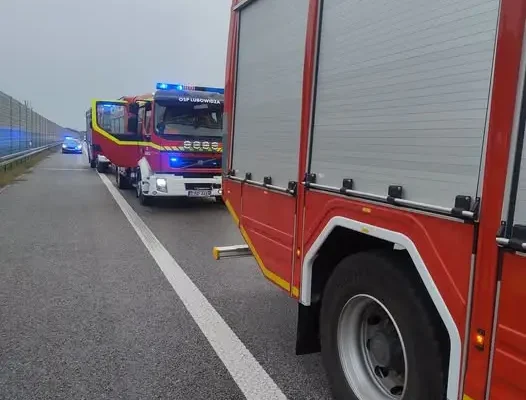 Wystrzał opony na A2 pod Brzezinami. Interweniowały służby