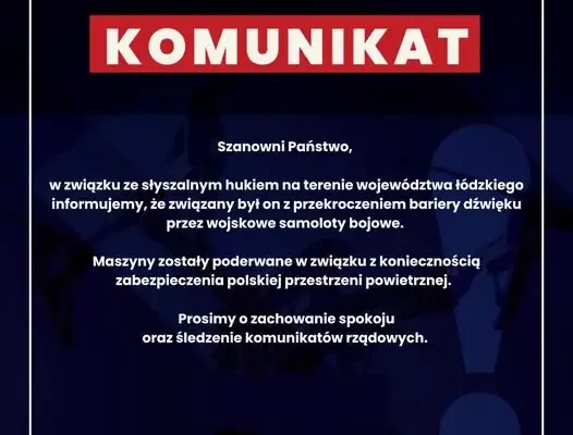 Huk nad Łodzią i regionem. To wojskowe samoloty przekroczyły barierę dźwięku