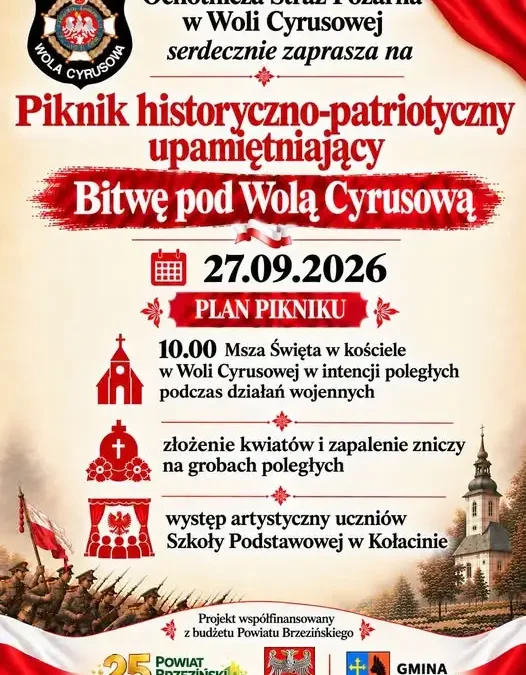 Piknik historyczno-patriotyczny w Woli Cyrusowej – hołd dla bohaterów Bitwy pod Wolą Cyrusową
