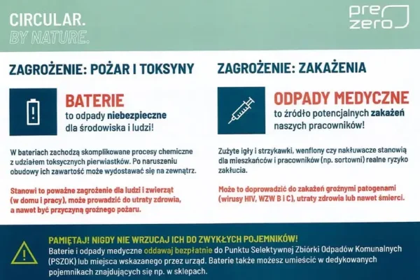 Gmina Dmosin ostrzega: baterie i igły w odpadach komunalnych to poważne zagrożenie