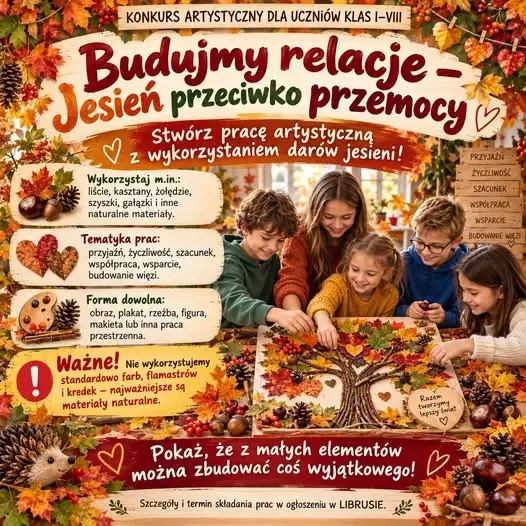 Konkurs artystyczny „Budujmy relacje – Jesień przeciwko przemocy” w SP 2 Rogów