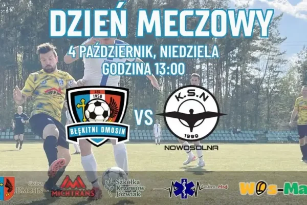 Błękitni Dmosin zagrają z Amii Nowosolna w niedzielnym meczu Serie A