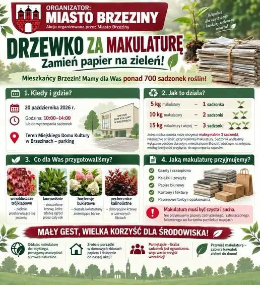 Brzeziny: wymień makulaturę na sadzonki – akcja już jutro