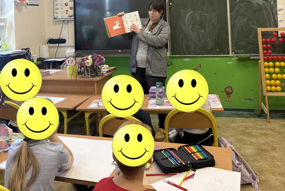 Biblioteka z Brzezin z wizytą w szkole w Przyłęku Dużym